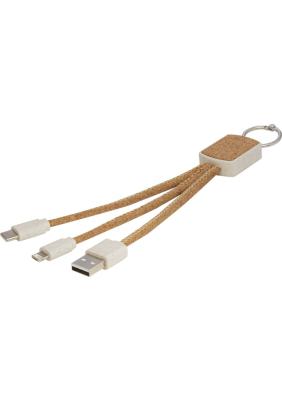 Bates wheat straw and cork 3-in-1 charging cable